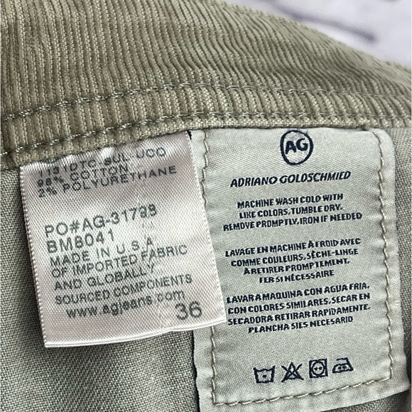 Adriano Goldschmied AG the Matchbox slim straight tan corduroy pants size 36 - Picture 5 of 8